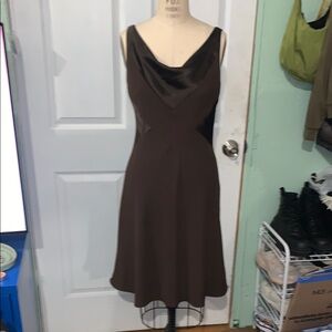 Vintage Evan Picone Chocolate Brown Cowl Neck Dress